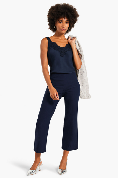 Polished Wonderstretch Wide-Leg Crop - Dark Indigo