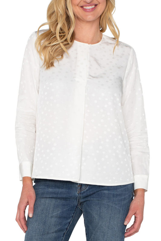 Long Sleeve Popover Woven Blouse