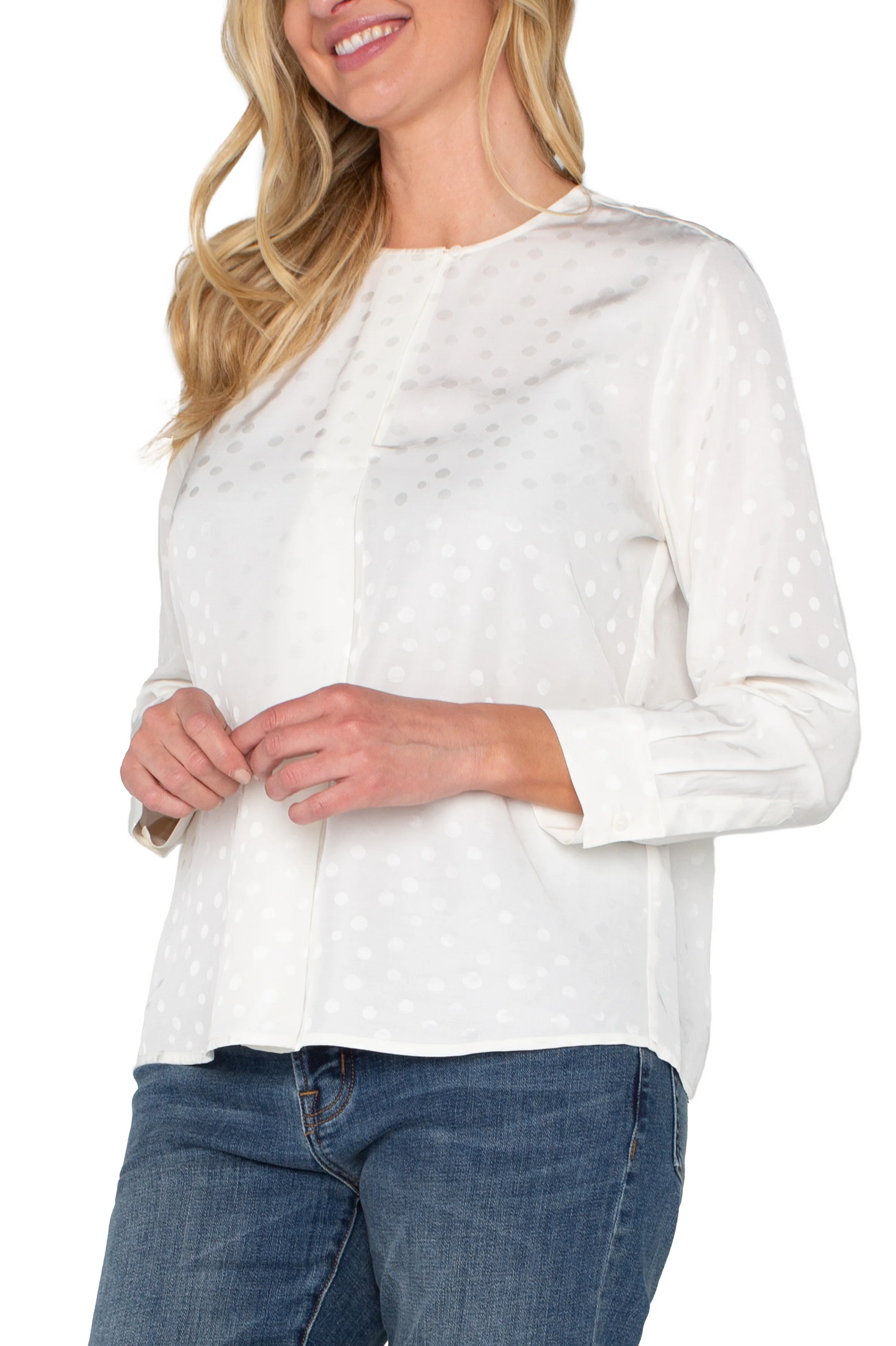 Long Sleeve Popover Woven Blouse