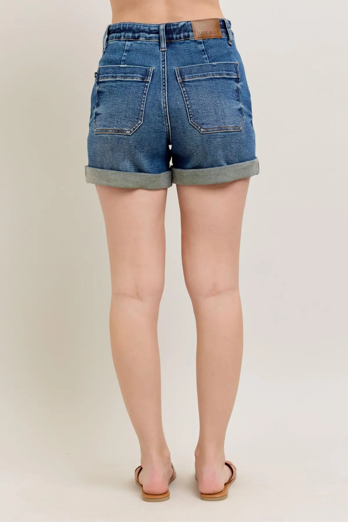 JUDY BLUE HI WAIST DARK DEN CUFF JOGGER SHORTS
