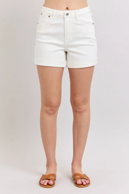 JUDY BLUE HIGH WAIST DOUBLE ROLL CUFF SHORTS