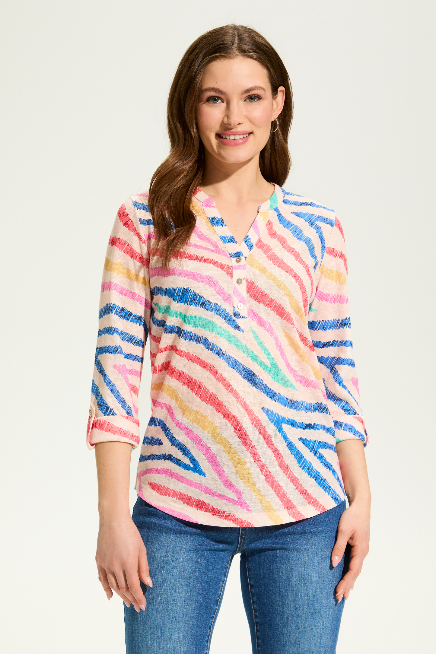 3/4 sleeve henley top
