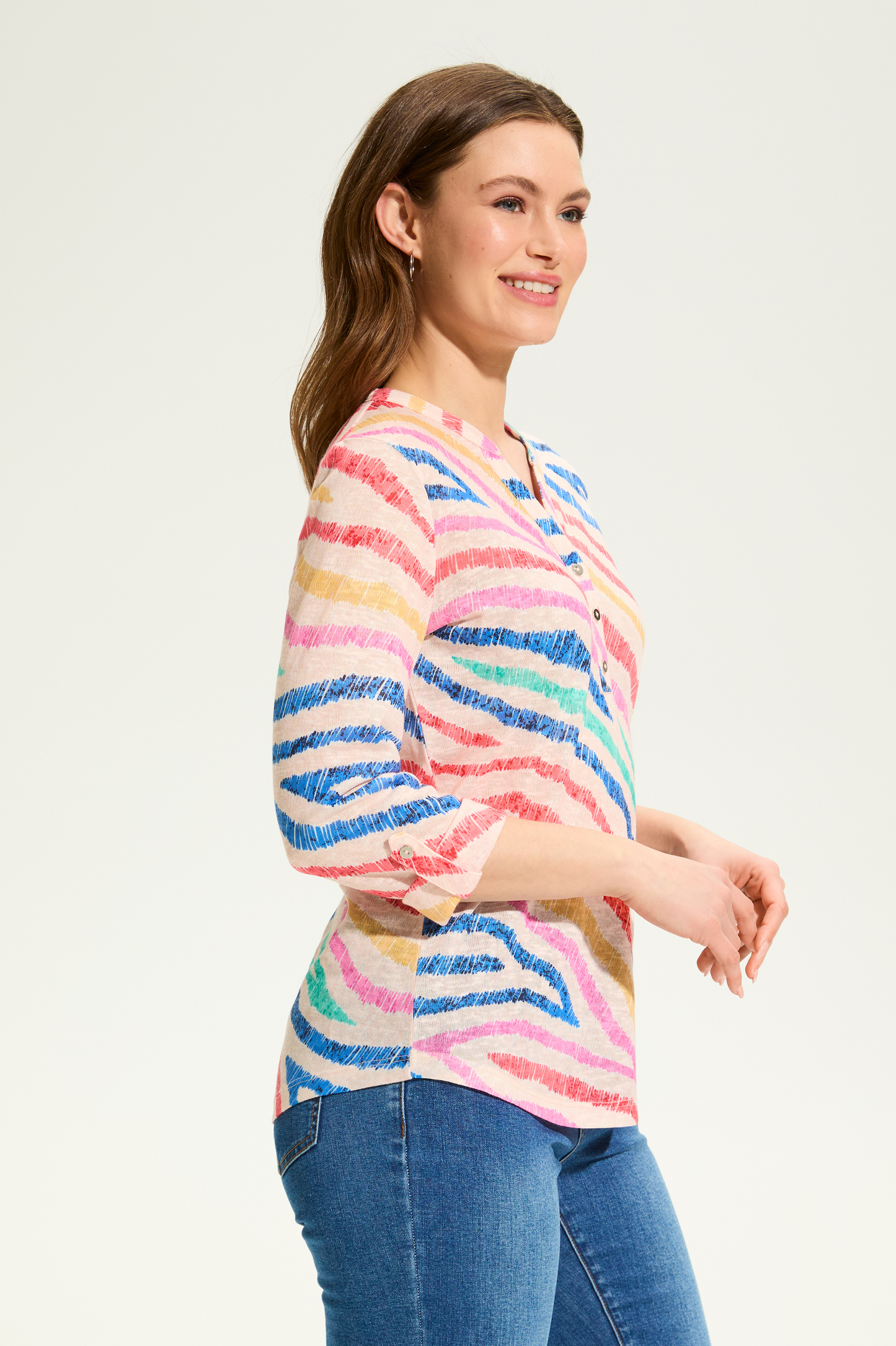 3/4 sleeve henley top