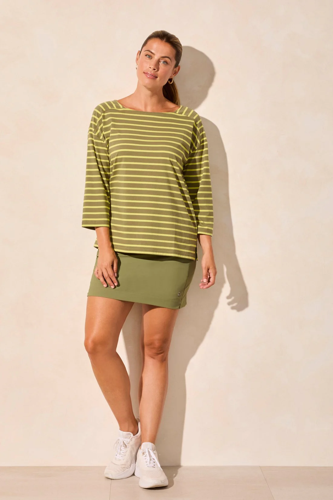 Stripe Jersey Boat Neck Top