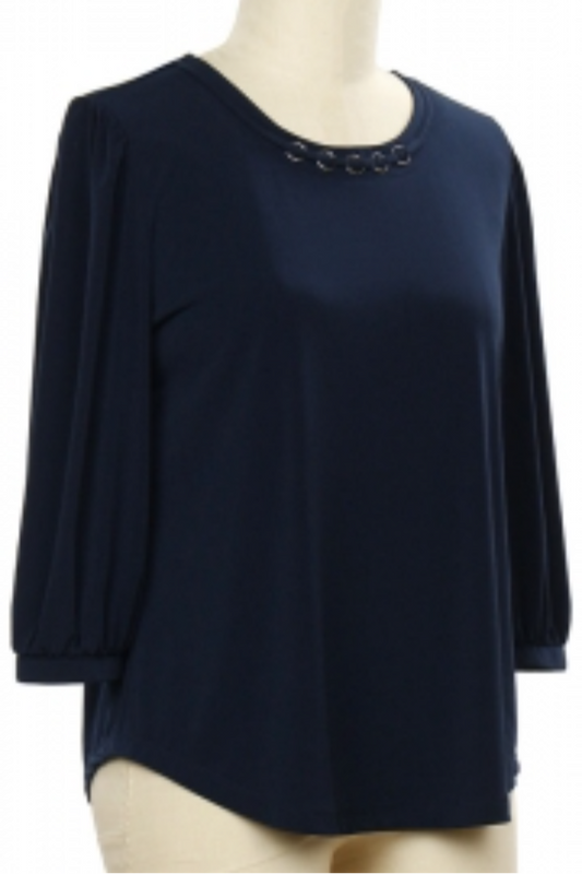 3/4 Sleeve Solid Knit Top
