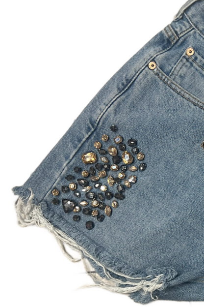 Embellished Up-cycled Levi Denim Shorts