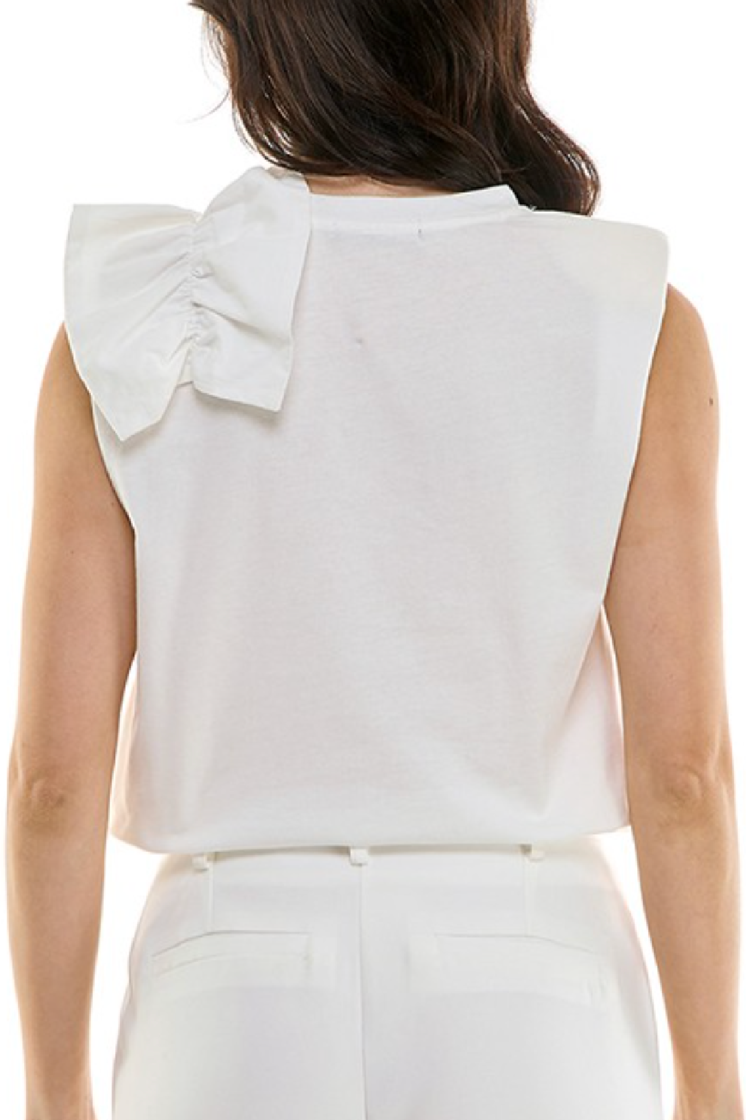 Side Ruffle Sleeveless Tee