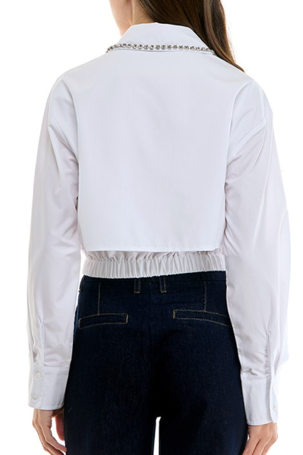 Rhinestone Collar Layered Blouse