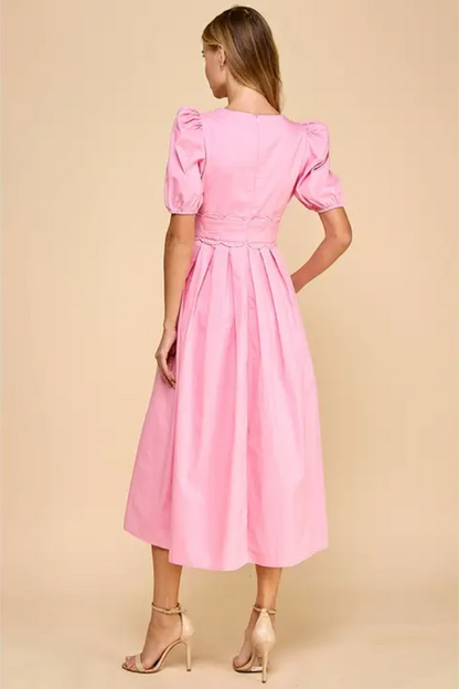 Scalloped Detail Midi Dress