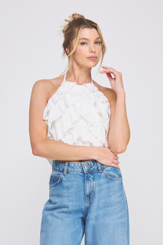 Ruffle Lace Halter Top