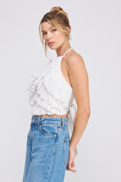 Ruffle Lace Halter Top