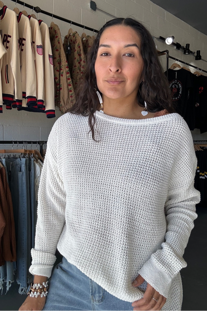 Women's Loose Fit Slant Neck Knit Top