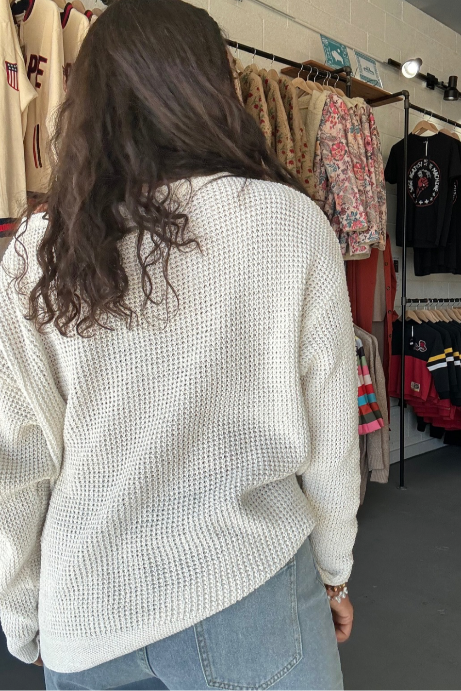 Women's Loose Fit Slant Neck Knit Top