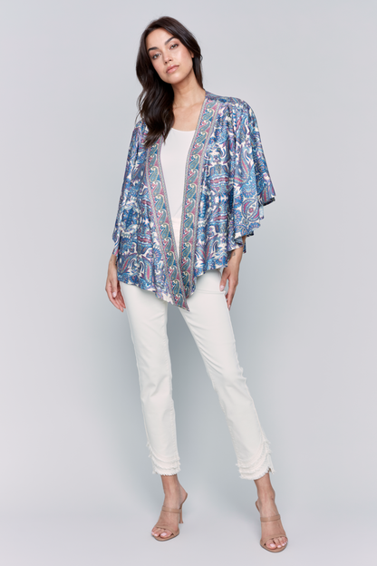 Printed Wide 3/4 Sleeves Kimono