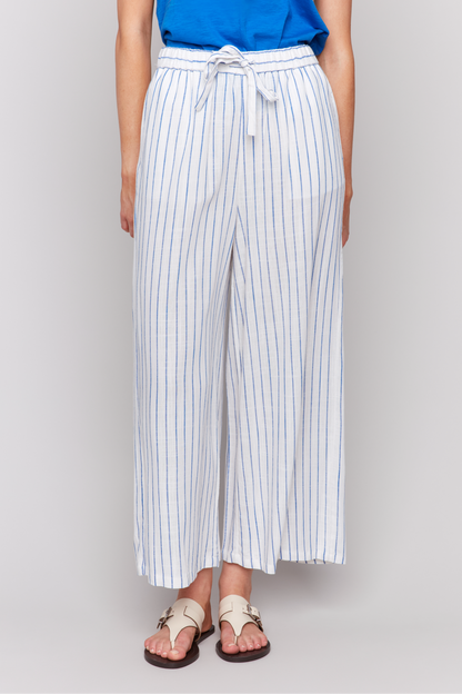 Printed Stripe Cropped Linen Pant