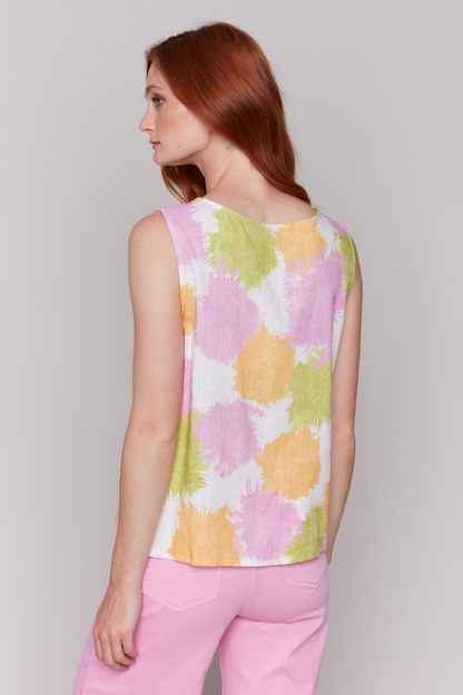 Printed Sleeveless Tank Top with Side Ties