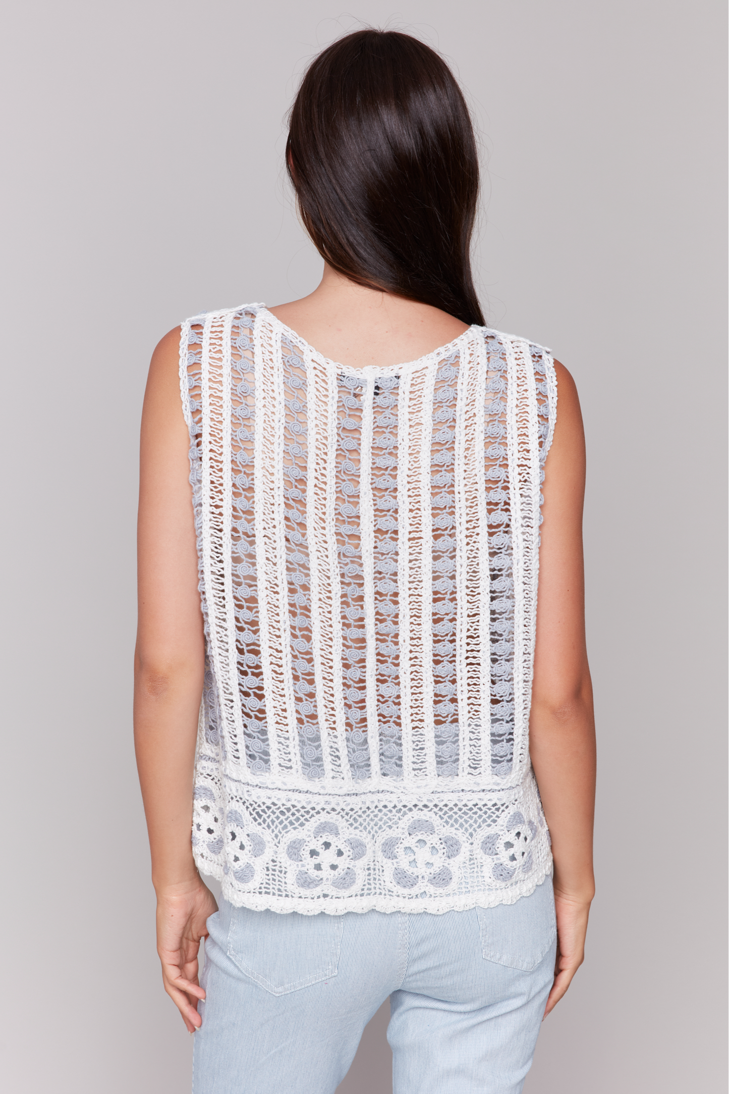 Border Flower Crochet Sleeveless Top