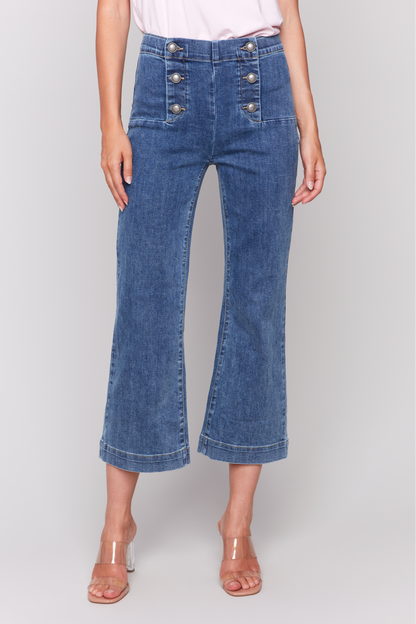 Pull On Flare Pant with Front Button