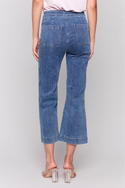 Pull On Flare Pant with Front Button