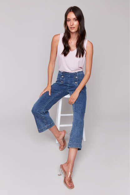 Pull On Flare Pant with Front Button