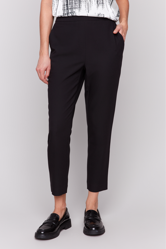 Crepe Pull On Cropped Pant with Pockets