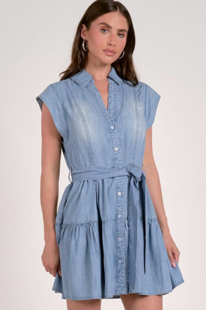 Western Denim Ruffle Dress