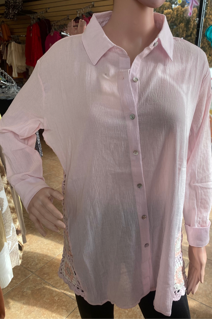 Crochet Side Gauze Top