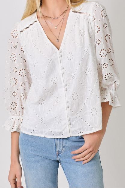 Eyelet Puff Sleeve Top