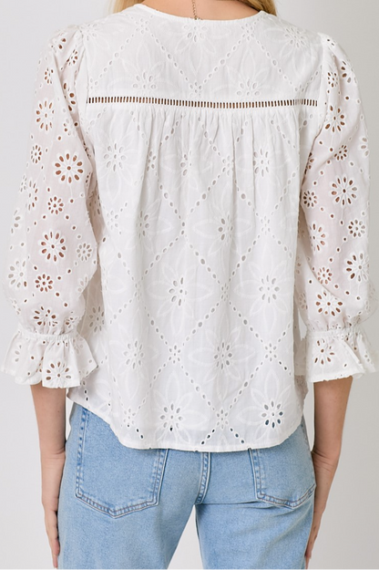 Eyelet Puff Sleeve Top