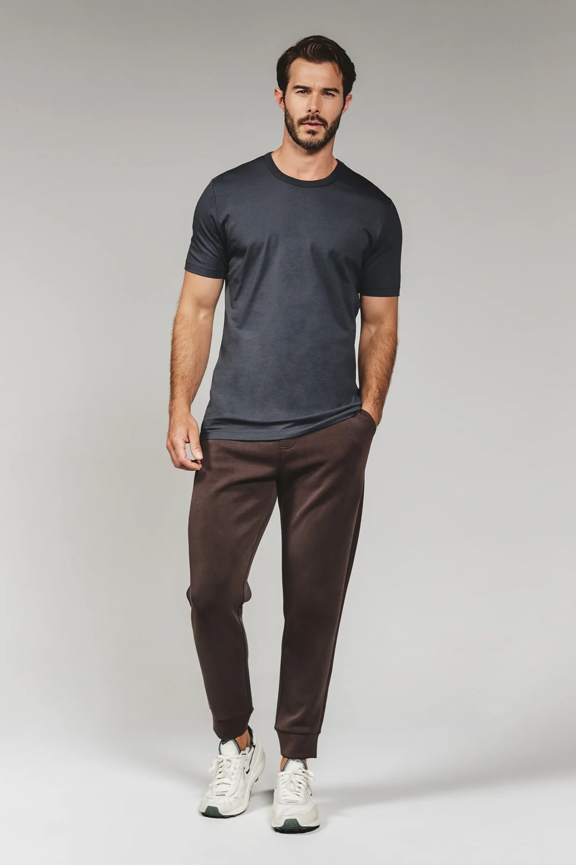 Modal Crew Neck Tee- Charcoal