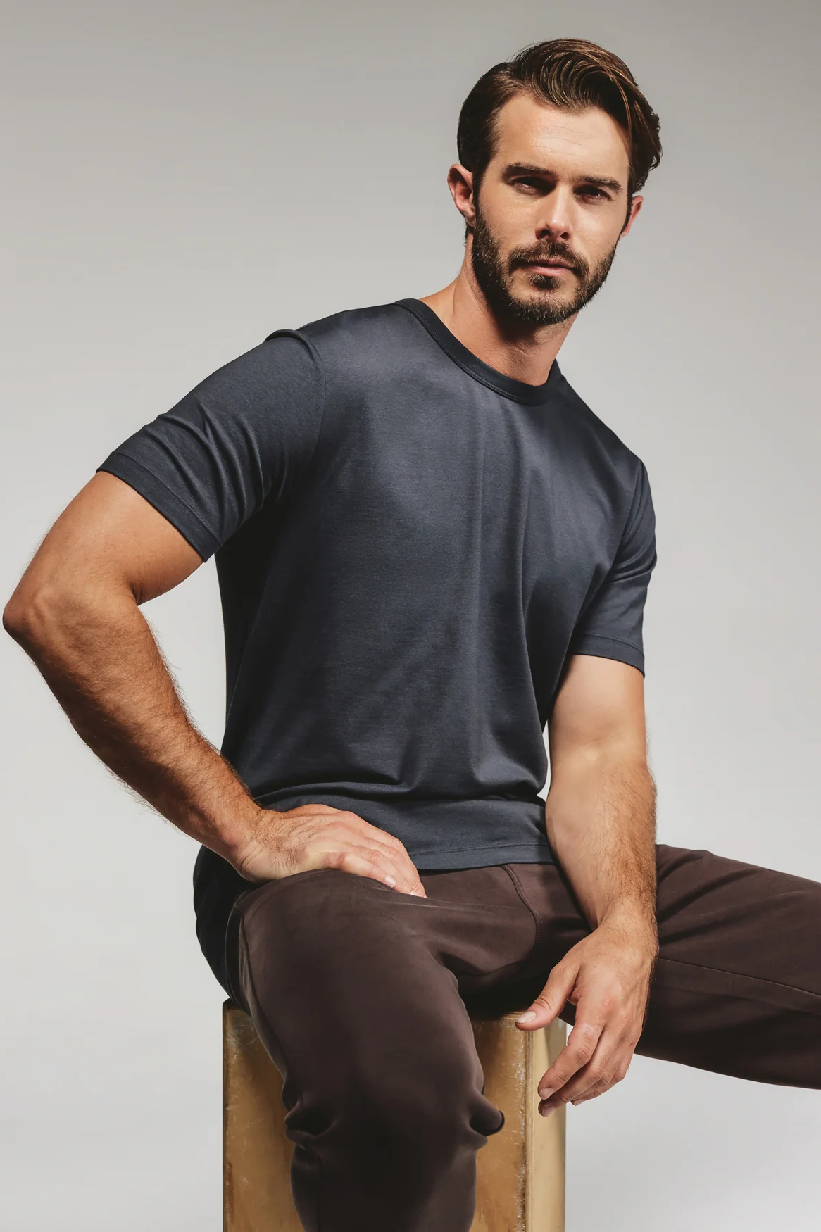 Modal Crew Neck Tee- Charcoal
