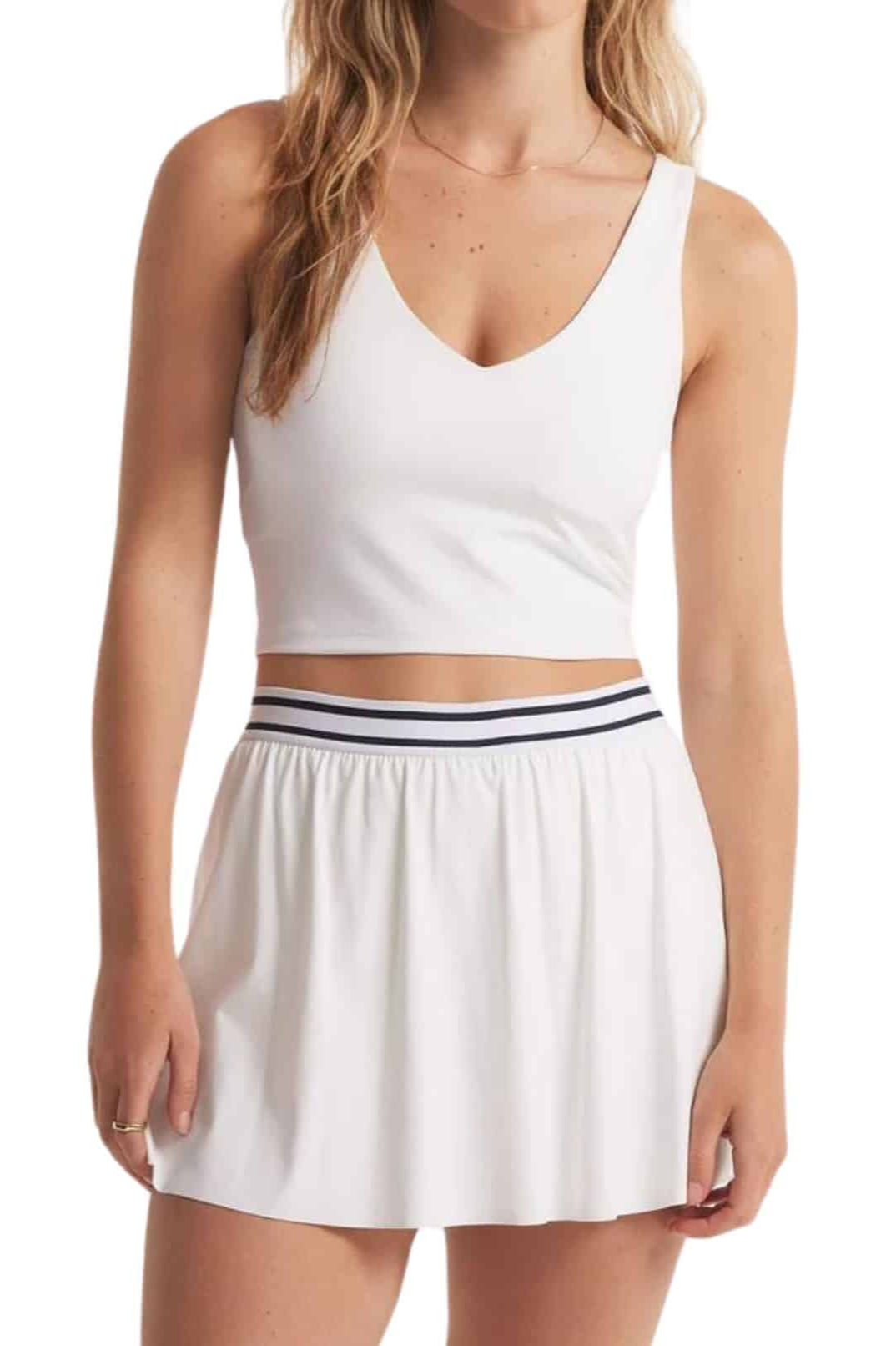 V-Neck Longline Tank White