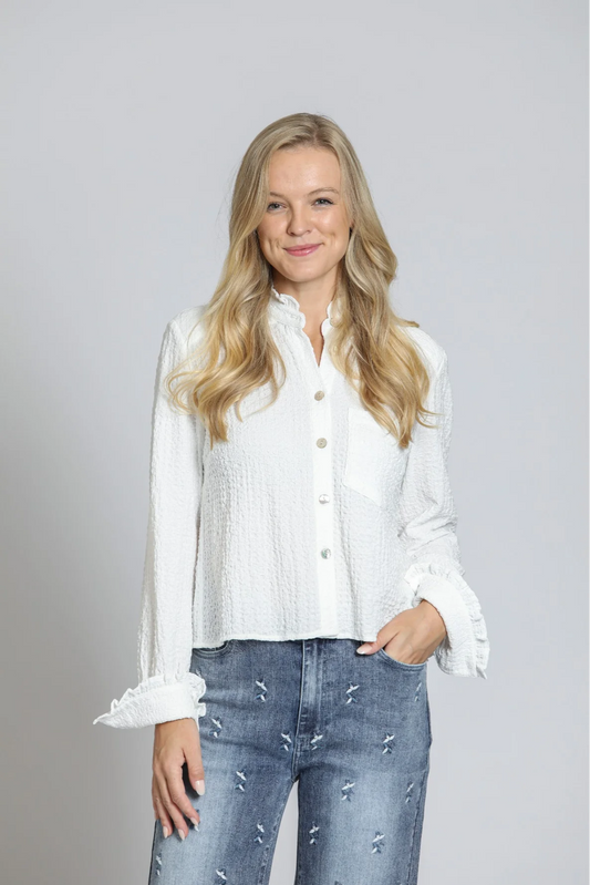 APNY White Blouse with Ruffle Detail
