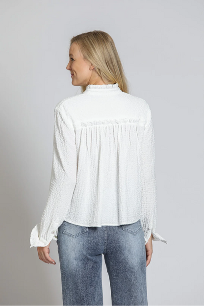 APNY White Blouse with Ruffle Detail
