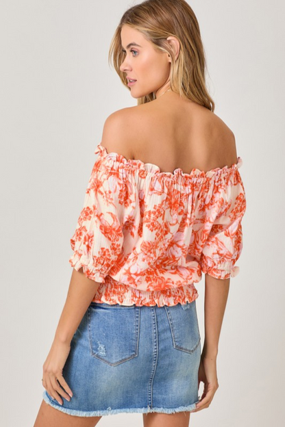 Floral Print Off Shoulder Top
