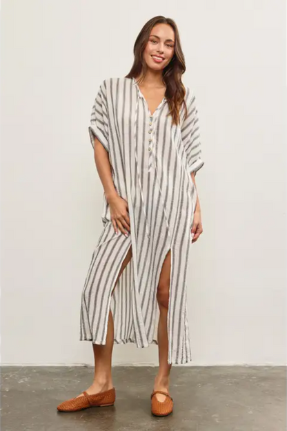Front Button Tied Tunic Dress