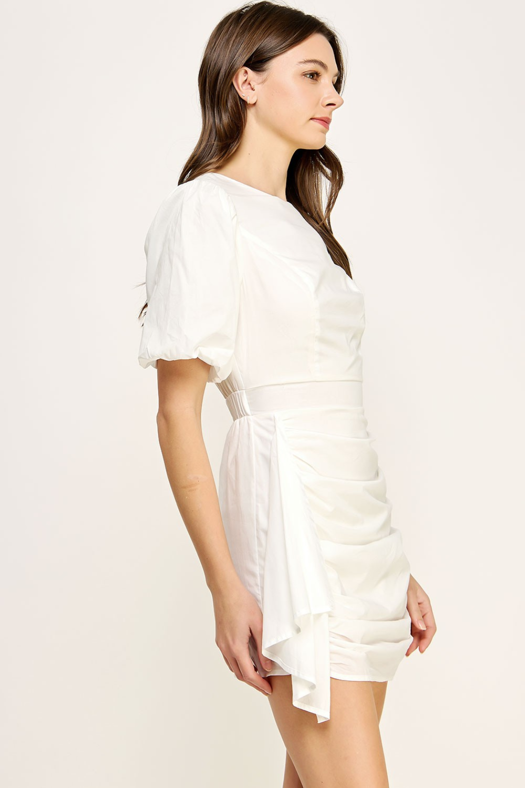Puff Slv Ruched Dress