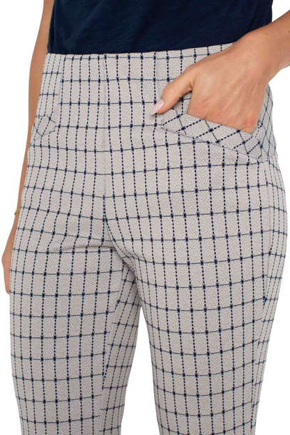 Stella Kick Flare w/ Welt Pockets- Navy Taupe Grid