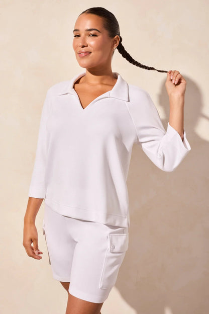 Techno Lux Johnny Collar Polo Top- White