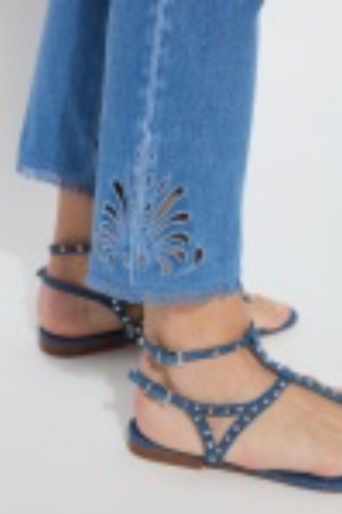 Eyelet Straight Leg Crop Denim