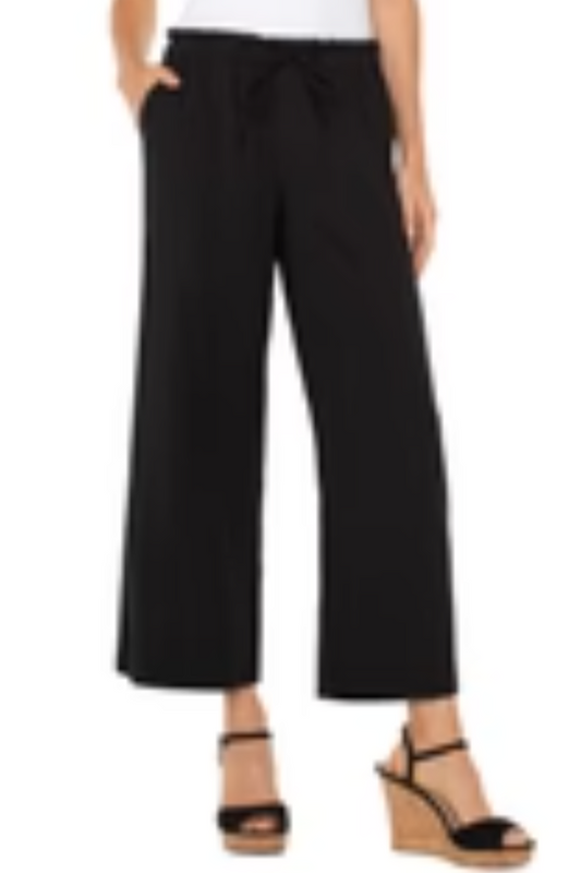 Pull-on Tie Waist Wide Leg Ankle