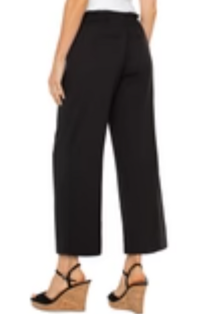 Pull-on Tie Waist Wide Leg Ankle