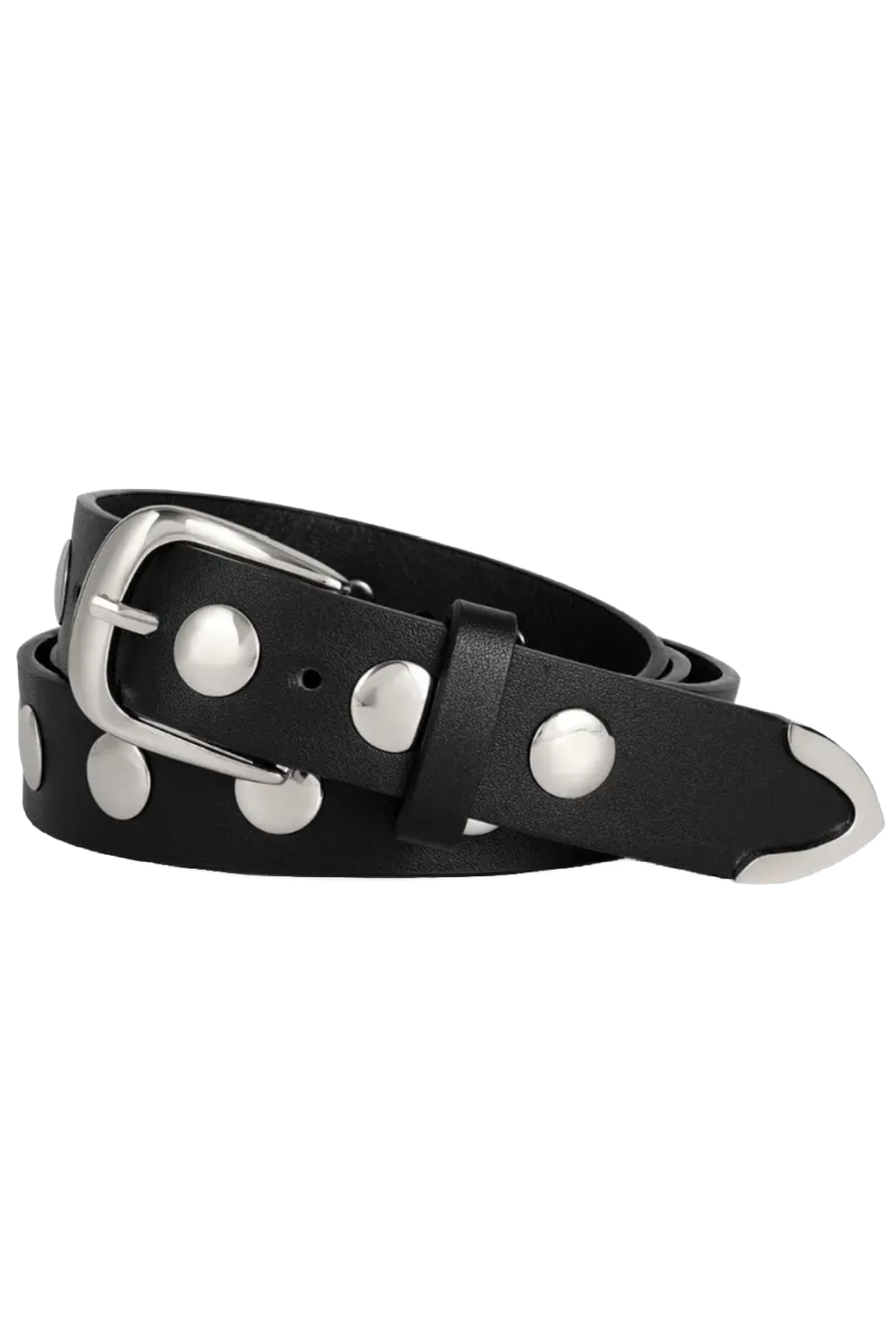 Metal Circle Studded Leather Belt