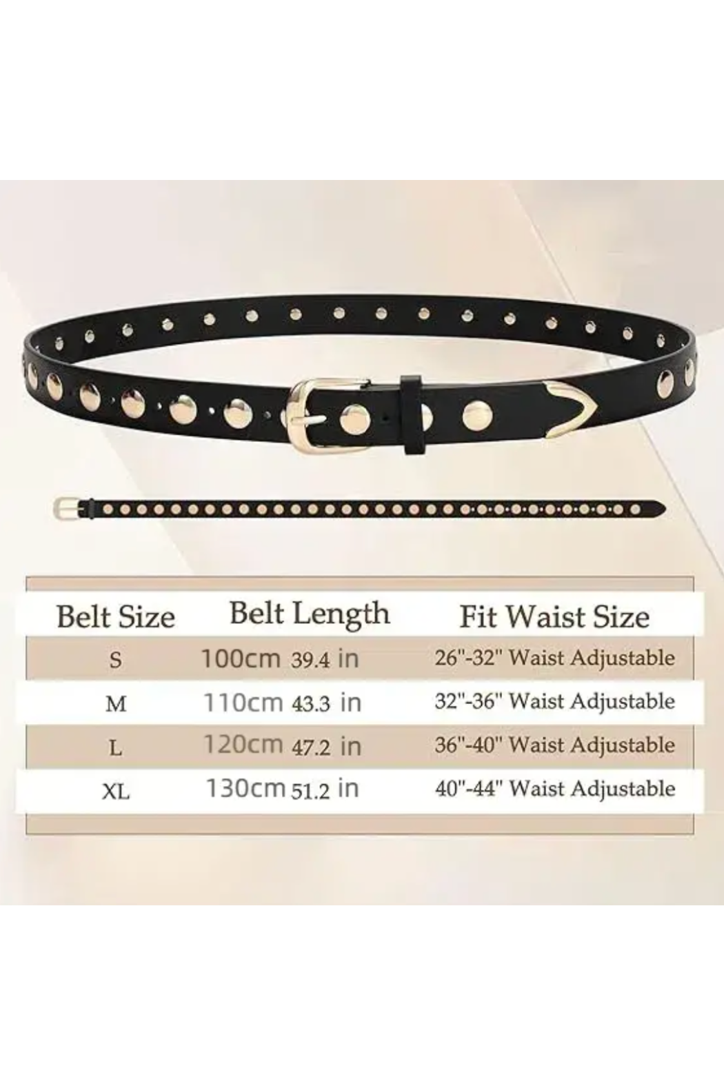 Metal Circle Studded Leather Belt