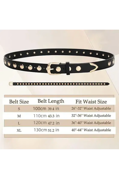 Metal Circle Studded Leather Belt