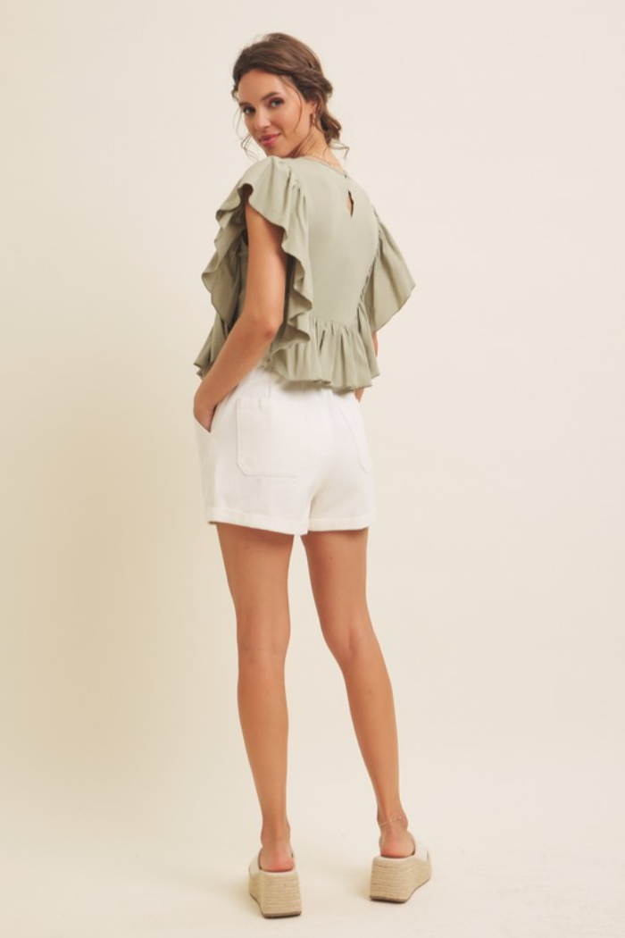 Flutter Slv Smocked Top
