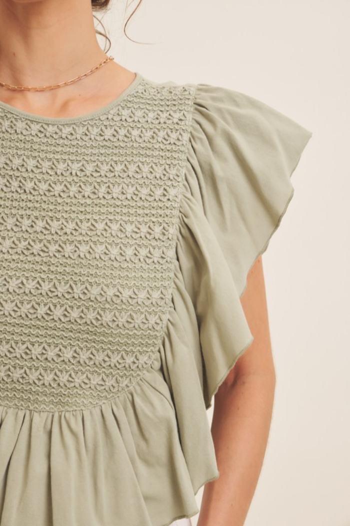 Flutter Slv Smocked Top