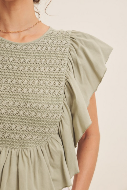 Flutter Slv Smocked Top