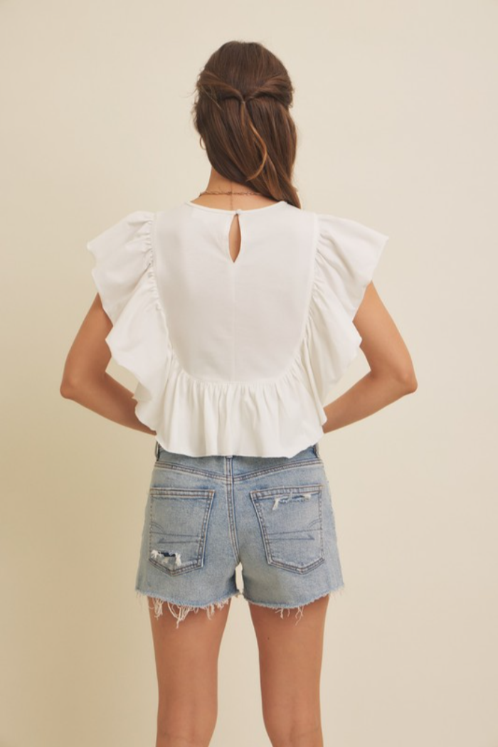 Flutter Slv Smocked Top