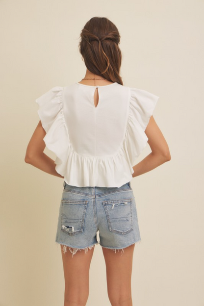 Flutter Slv Smocked Top